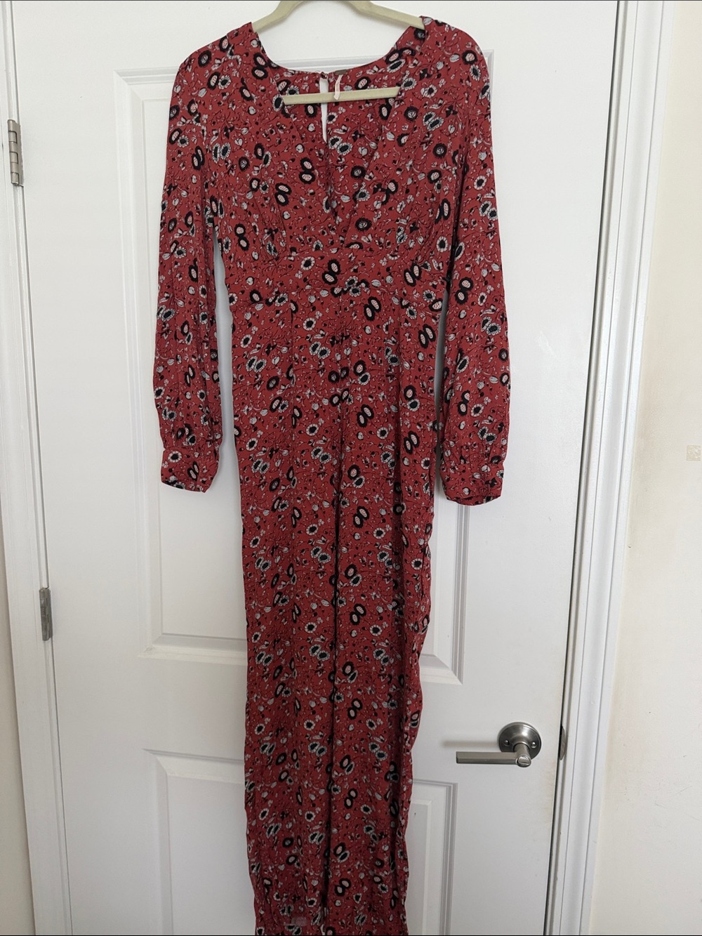 Free People Rust Red Floral Maxi Dress